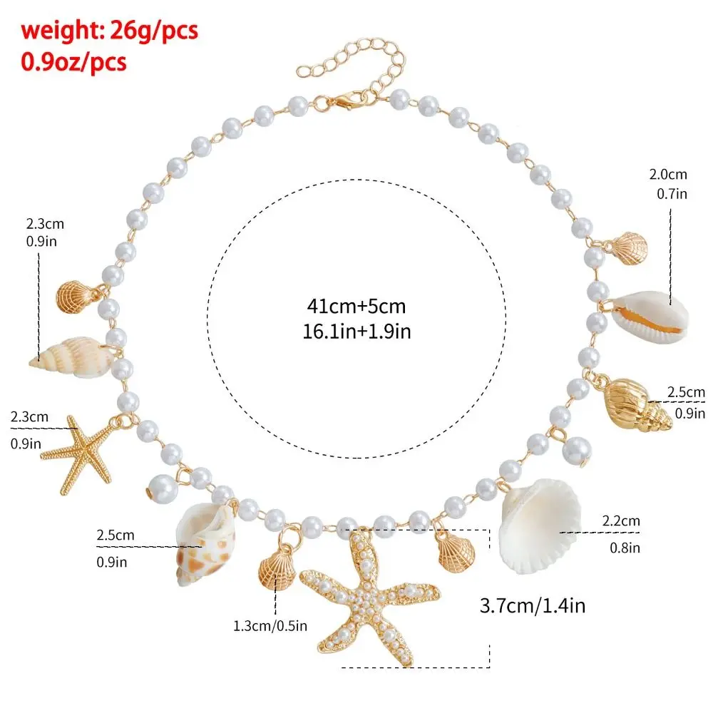 Fashion Bohemian Waist Chain Imitation Pearl Starfish Shell Pendant Body Chain Sea Star Conch Jewelry Accessories for Women