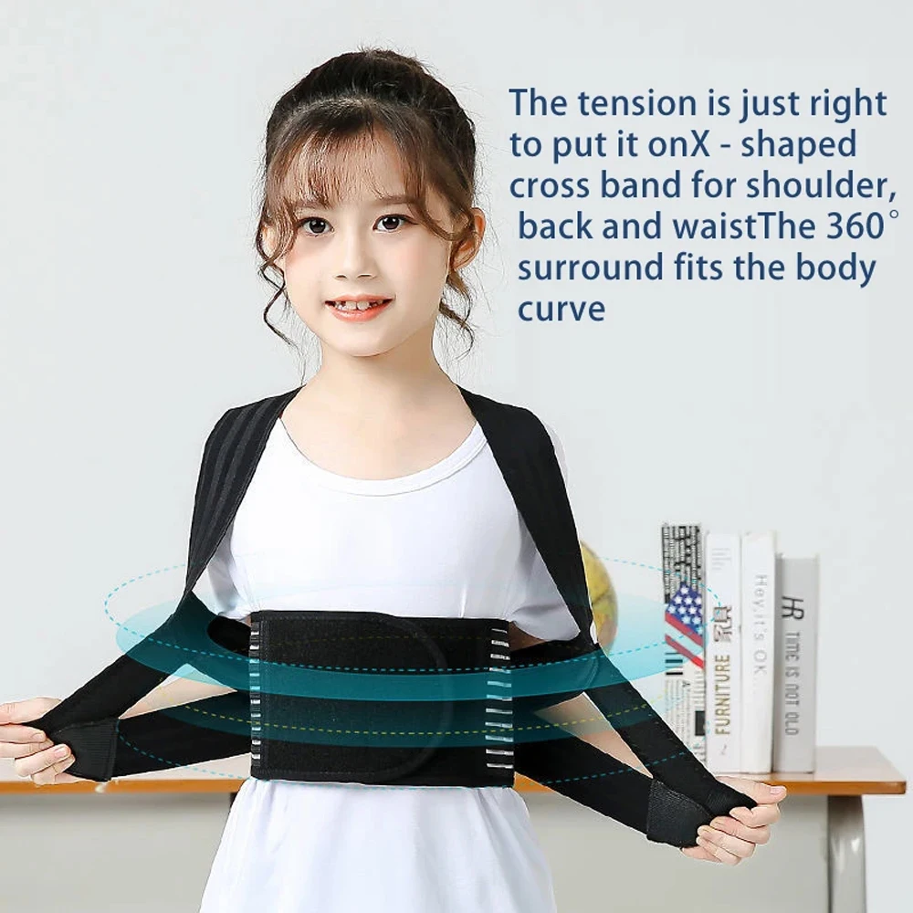 1PCS Posture Corrector for Kids Adjustable Back Straighter Shoulder Pads Upper Back Posture Brace for Teenagers Spinal Support view 4