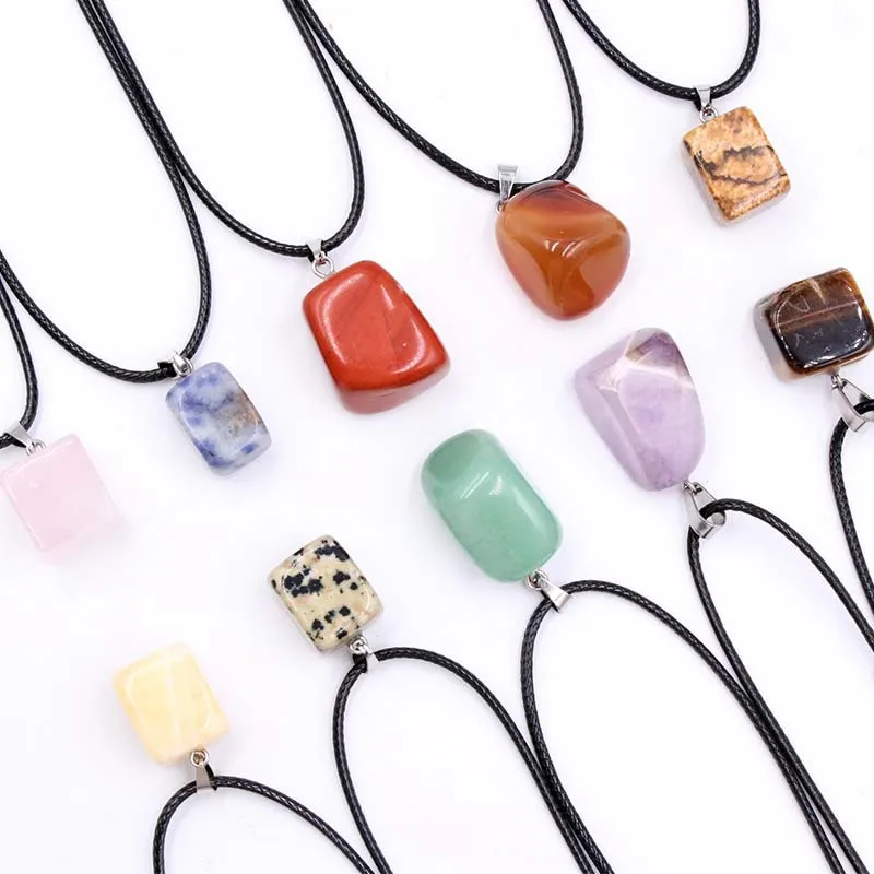 قلادة غير منتظمة من الحجر الطبيعي مصنوعة من الكريستال والعقيق 10-20 ملم 4-11 جرام #2