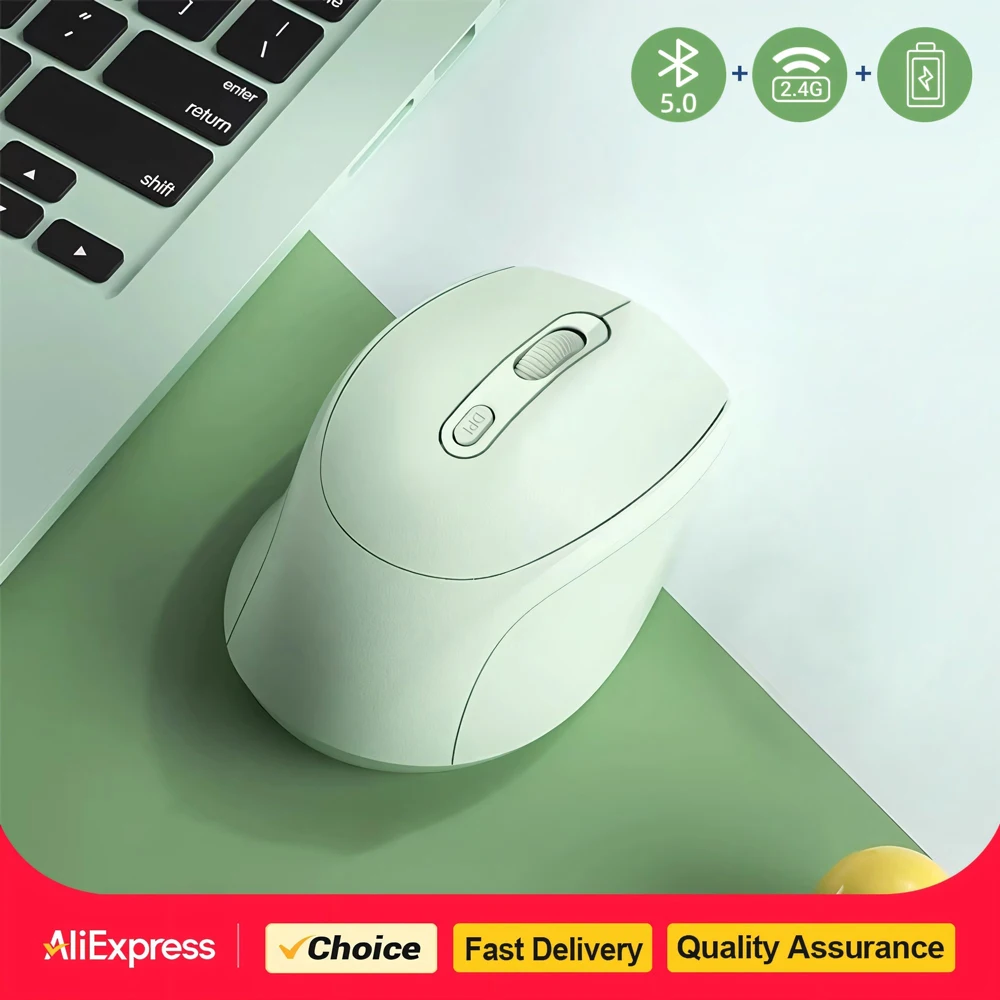 Rechargeable Wireless Mouse Bluetooth Computer Laptop Gaming Mouse 2.4G Optical Dual Mode Long Battery Life for Win Mac Android