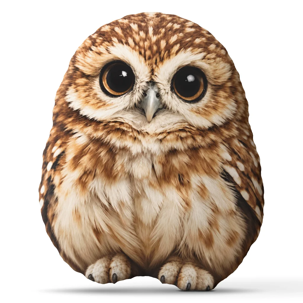 1pc Detailed Owl Animal Head Portrait 2D Flat Shaped Stuffed Throw Pillow Decorative Cushion Pillow for Sofa Room Party Decor