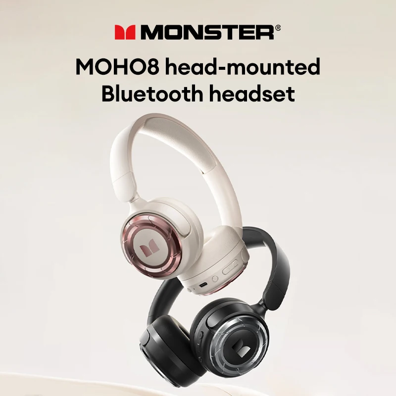 New Monster MQH08 Wireless Bluetooth 5.4 Headphones 60H Long Battery Life Earbuds Noise Cancelling Gaming Headset With Mic 40 MM