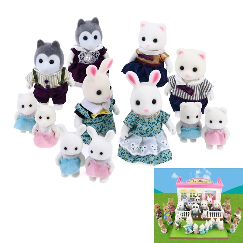 

1Set 1:12 Mini Forest Animal Families Theme Doll Kit Forest Mini Rabbit Bear Children Girl Play House Doll Toys