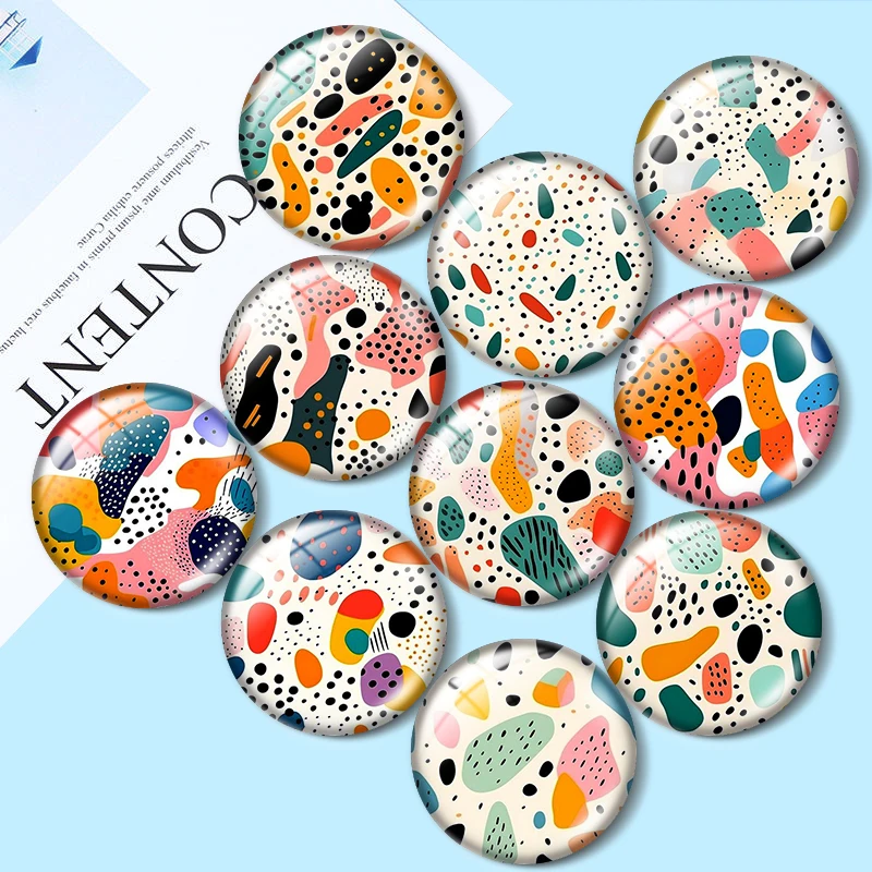 

Terrazzo style pattern 10pcs 12mm/18mm/20mm/25mm Round photo glass cabochon demo flat back Making findings