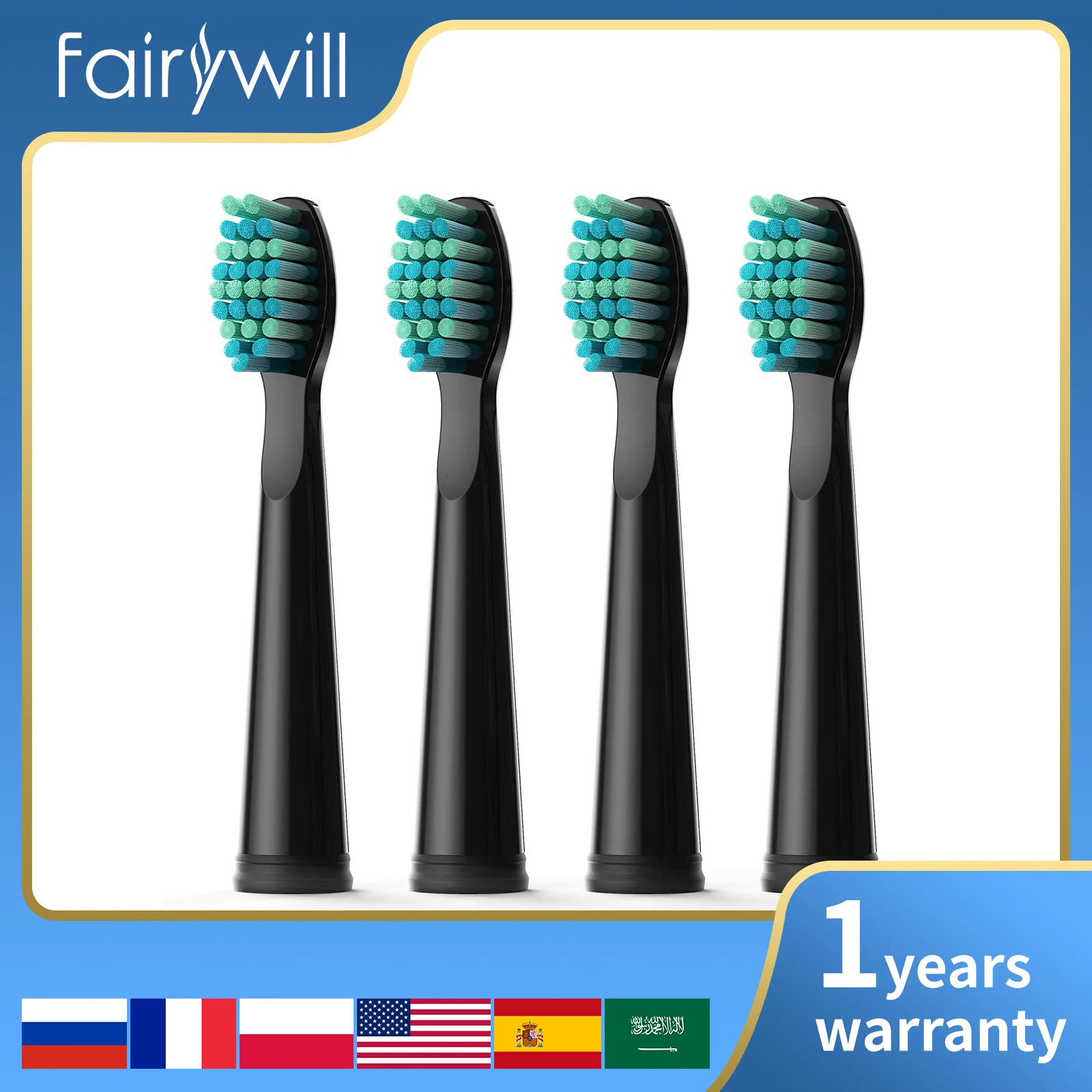 Original Fairywill Electric Sonic Toothbrushes Replacement Head Toothbrush 8 heads Sets for FW-507 FW-508 FW-917 Head Toothbrush