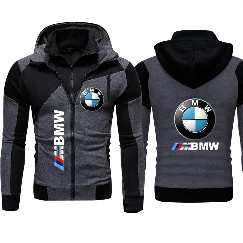 2024 New Men Hoodie BMW Logo Printed Motorcycle Jacket Zipper Pullover Sweatshirt Men Sportswear Hoody BMW Clothing Biker Jacket