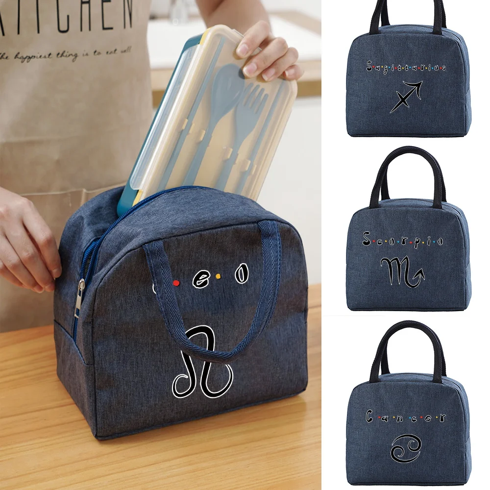 

Portable Cooler Bags Zipper Thermal Lunch Bag for Women Portable Constellation Print Fridge Bag Lunch Box Food Bags for Kids