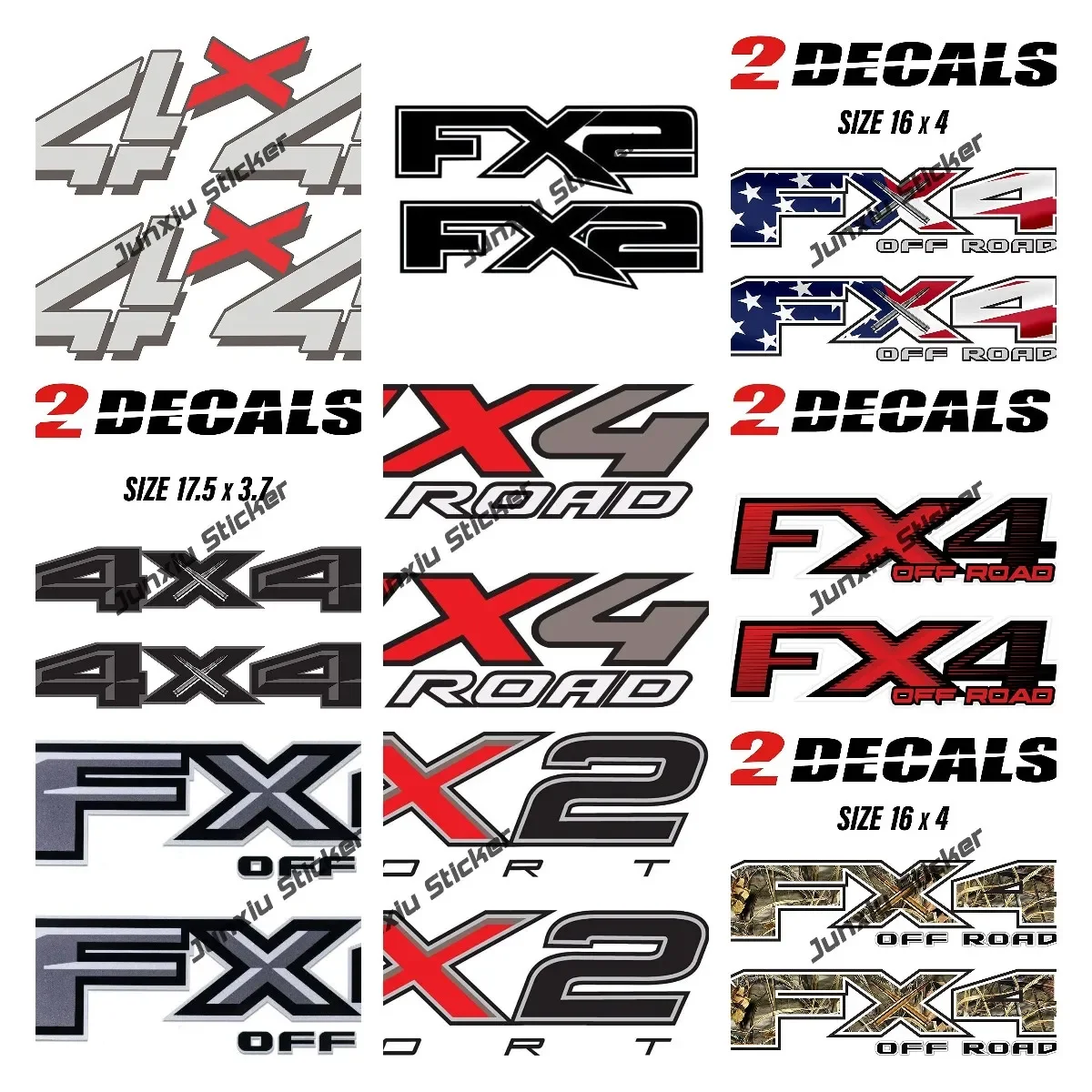 

2pcs FX2 FX4 Sports Stickers Truck 4x4 Off Road Decal Decoration Anti Scratch Exterior Sticker Graphic Vinyl Decals Accessories