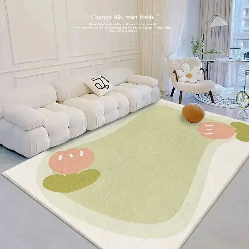 Living Room Simple Cream Style Large Area Carpets Bedroom Imitation Cashmere Soft Bedside Carpet Study Rooms Cartoon Fluffy Rugs