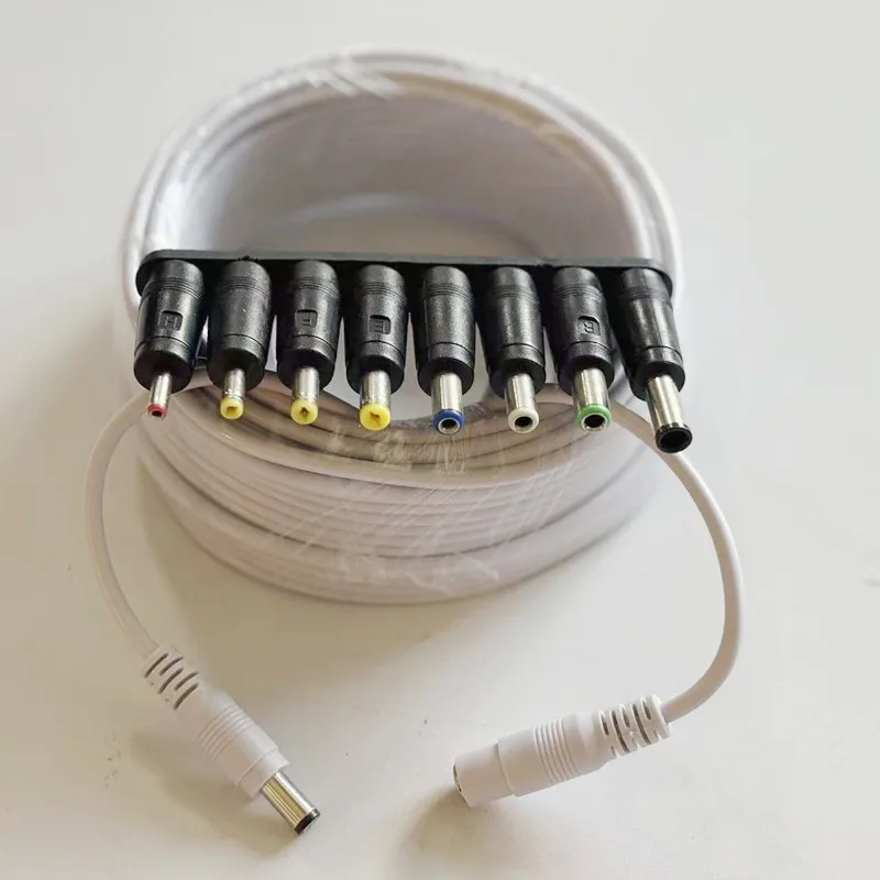 DC12V Power Extension Cable 5.5mm*2.1mm With 8Pcs Different Size DC Connector Power Cable Cord For LED Lamp CCTV Security Camera