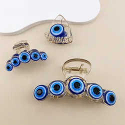 3 Sizes Vintage Evil Eyes Hair Claw Clips Turkish Styles Mini Blue Eye Jaw Barrettes For Women Summer Headdress