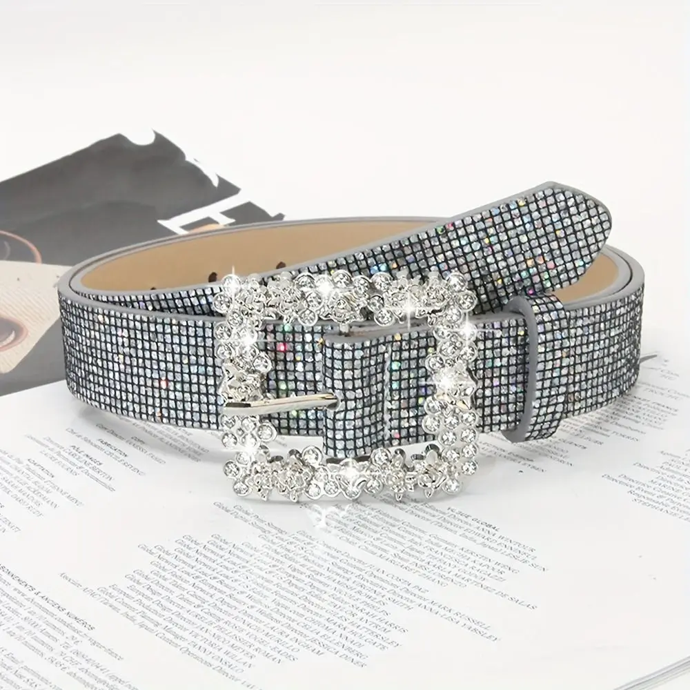 

Модный блестящий ремень со стразами, универсальный роскошный брендовый дизайн, ремень из искусственной кожи, блестящий поясной ремень для женщин