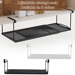 Extendable Under Cabinet Organizer Shelf Steel Under Desk Storage Rack Multipurpose Kitchen Household Hanging Storage Basket