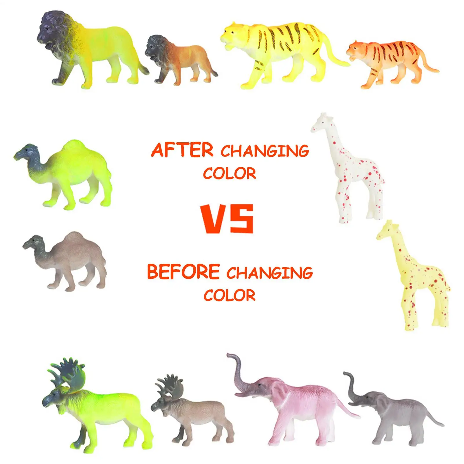 Jouets de bain à couleur changeante, 6 pièces, animaux à changement de couleur, jouets de bain pour tout-petits, jeux sensoriels éducatifs, cadeaux de fête pour enfants