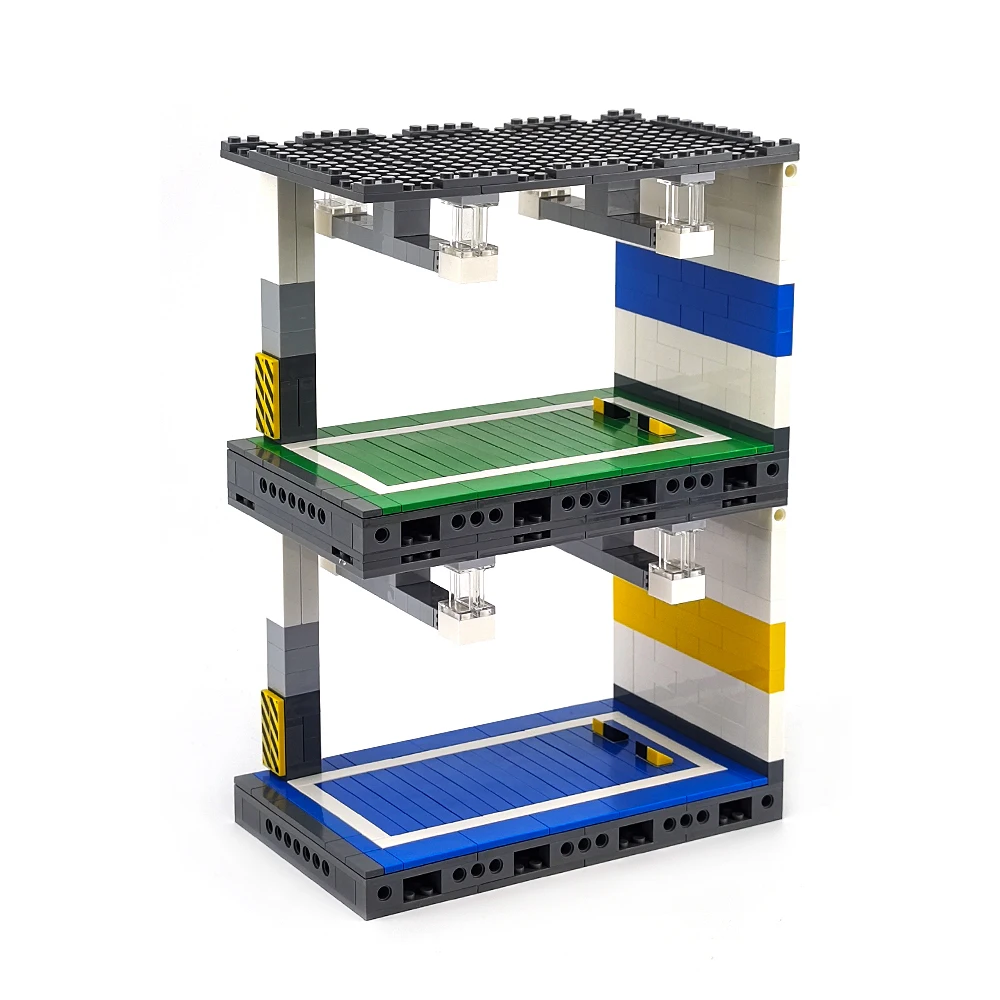 Kit di blocchi di costruzione modello parco auto multipiano MOC, display per riporre veicoli, espansione vista stradale cittadina, regalo di compleanno perfetto
