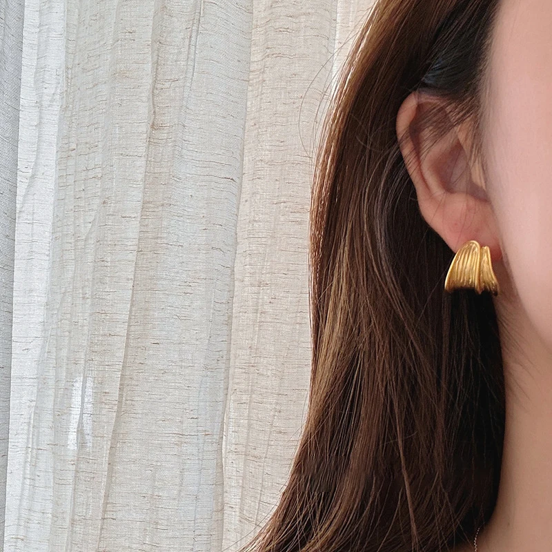 Silver Needle Brushed C-shaped Metal Niche Fashion Trend Versatile Minimalist Style Light Luxury High-end Earrings Women Gifts