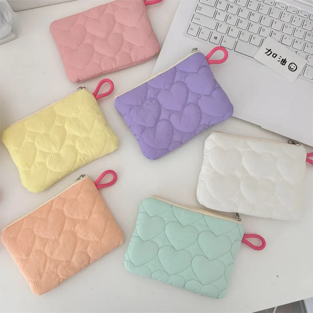 New Quilted Candy Colored Coin Purse Coin Pouch Mini Sanitary Napkin Storage Bag Portable Pocket Wallet Mini Purse Cute Purse