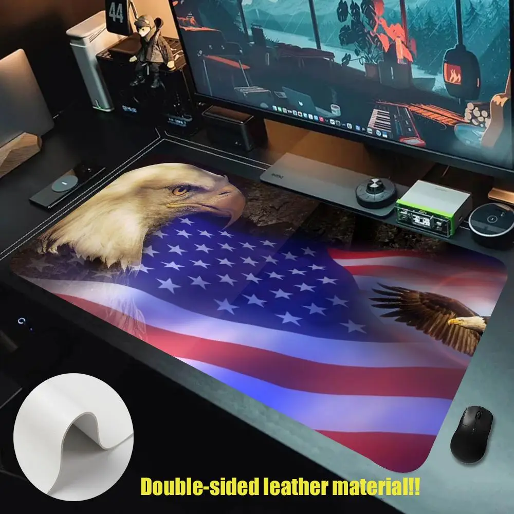 

Bald Eagle American Stars and Stripes Mouse Pad Leather XXL Keyboard Gamer Mouse Pad Pc Large Non-slip Mouse Desk Mat