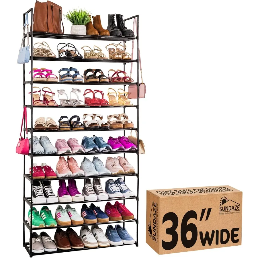 

Shoe Rack 10 Tier Metal Shoe Rack for Front Door Entrance Sturdy Tall Shoe Organizer for Closet Bedroom Entryway Garage Black M