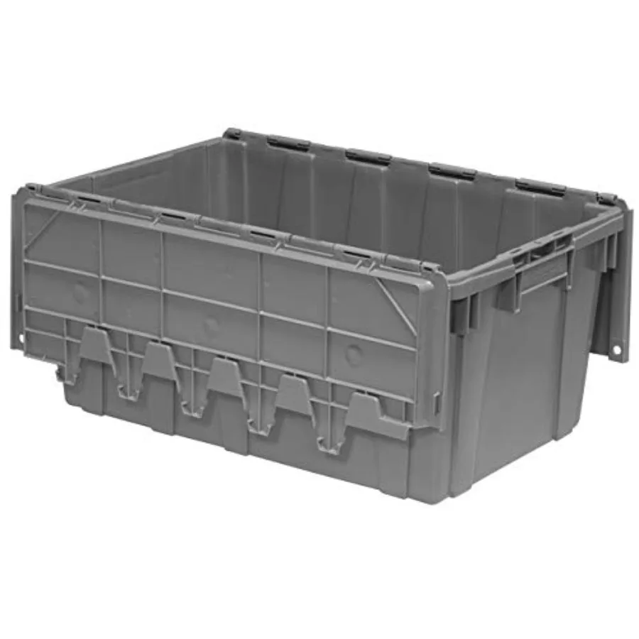 

AR2717120201000 Industrial Plastic Stackable Storage KeepBox Tote Container with Hinged Attached Lid 27-Inch L by 17-I