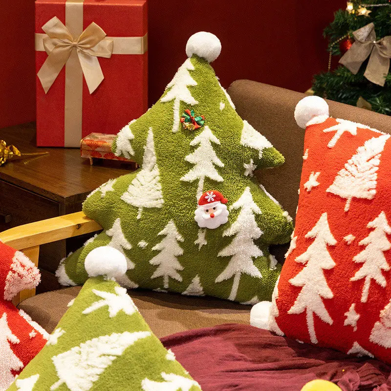 1PC Christmas Tree Stuffed Throw Pillow Sofa Cushion Home Christmas Party Winter Decor Gift