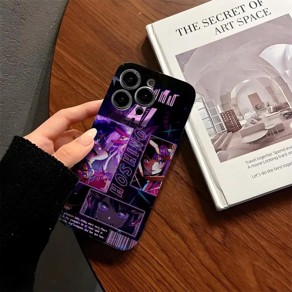 أنيمي أوشي نو كو قضية الهاتف آيفون 17 16 15 14 13 12 11 برو ماكس X XR XS ماكس 7 8 زائد لامعة فيلم الصلب غطاء الكمبيوتر