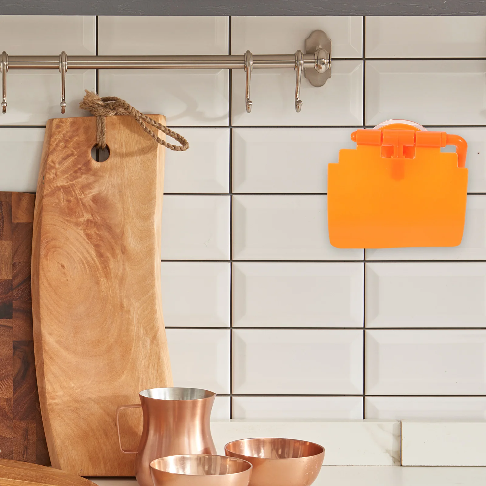 

Bathroom Tissue Holder Suction Cup Paper Towel Roll Stand No Punching Plastic Orange Large Capacity Waterproof Modern Design