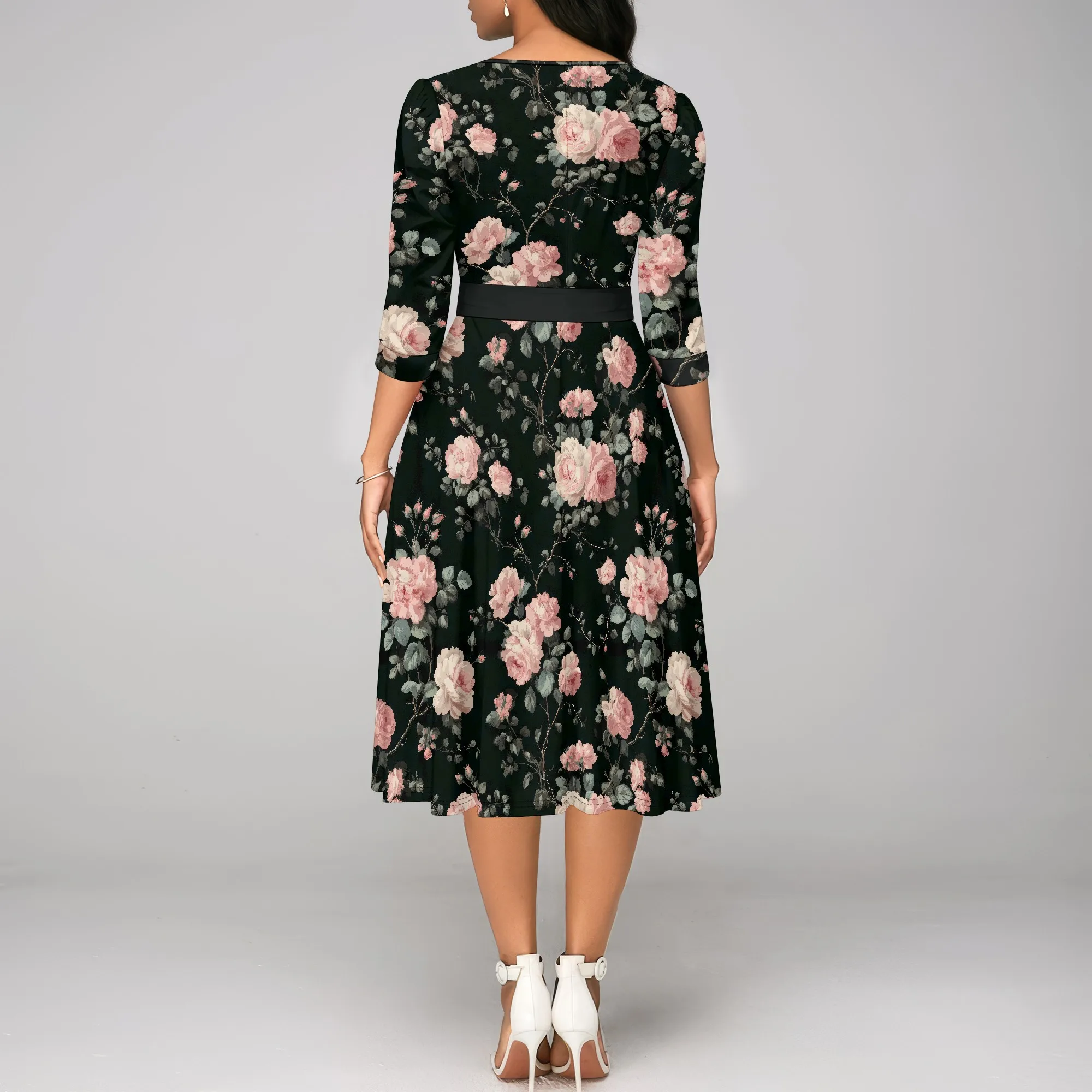 Cocktail Dresses for Women, Vintage Wedding Guest 3/4 Sleeves Formal Church Dress, Summer 2025