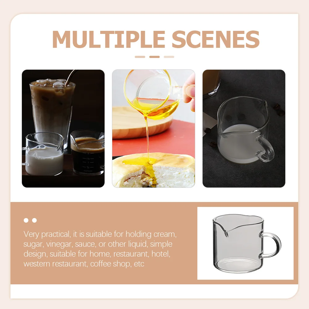 

Milk Frothing Pitcher 120ml Glass Milk Pitcher Double Mouth Design Ergonomic Handle Suitable for Home Cafe Bar