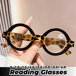 2024 Retro Small Round Leopard Hyperopia Eyewear Full Frame Reading Glasses Women Men Computer Transparent Plus Diopter Glasses