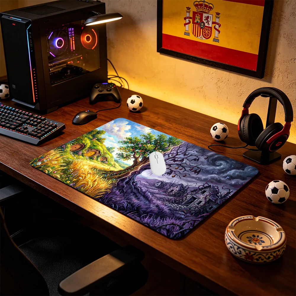 Broken Fantasy Ranch Playmat Magic Card Mat with Stitched Edge Non-Slip Durable Tabletop playmat Board Game Mat for TCG
