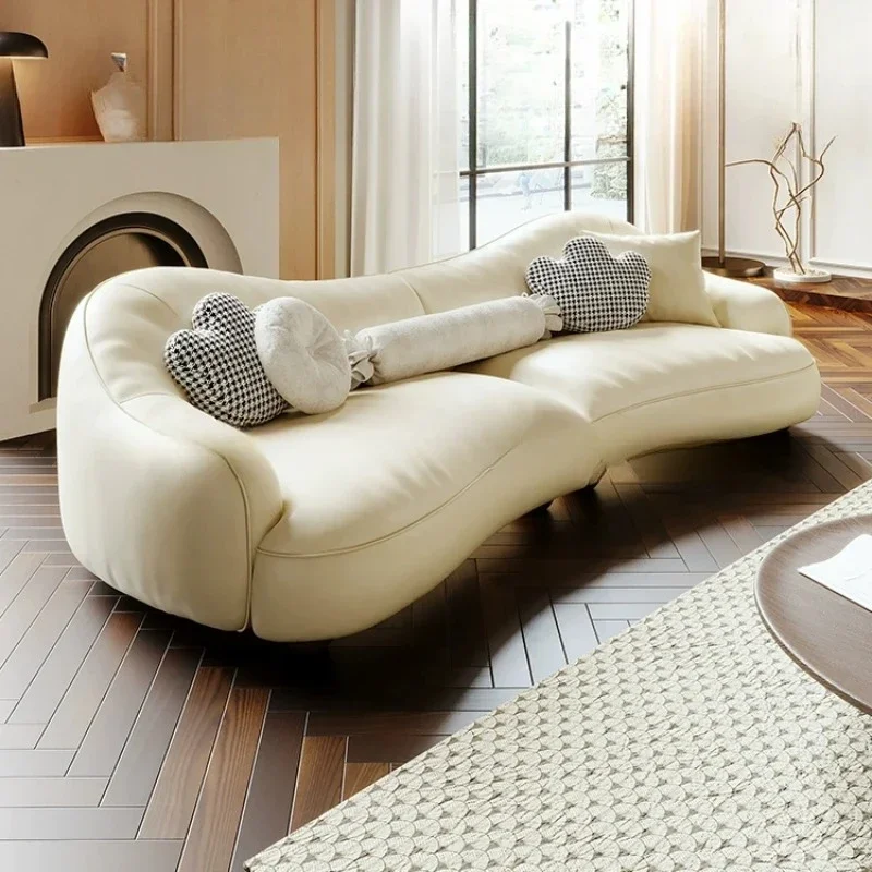 apartment creative arc, cream style three-person sofa