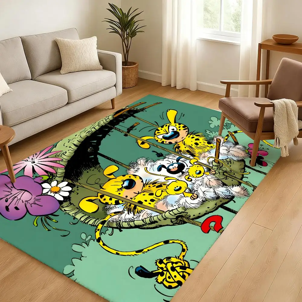 Cartoon M-Marsupilami Floor Mat Soft Thickened Absorbent Non-Slip Bedroom Living Room Door Mat Home Decor Flannel Rugs