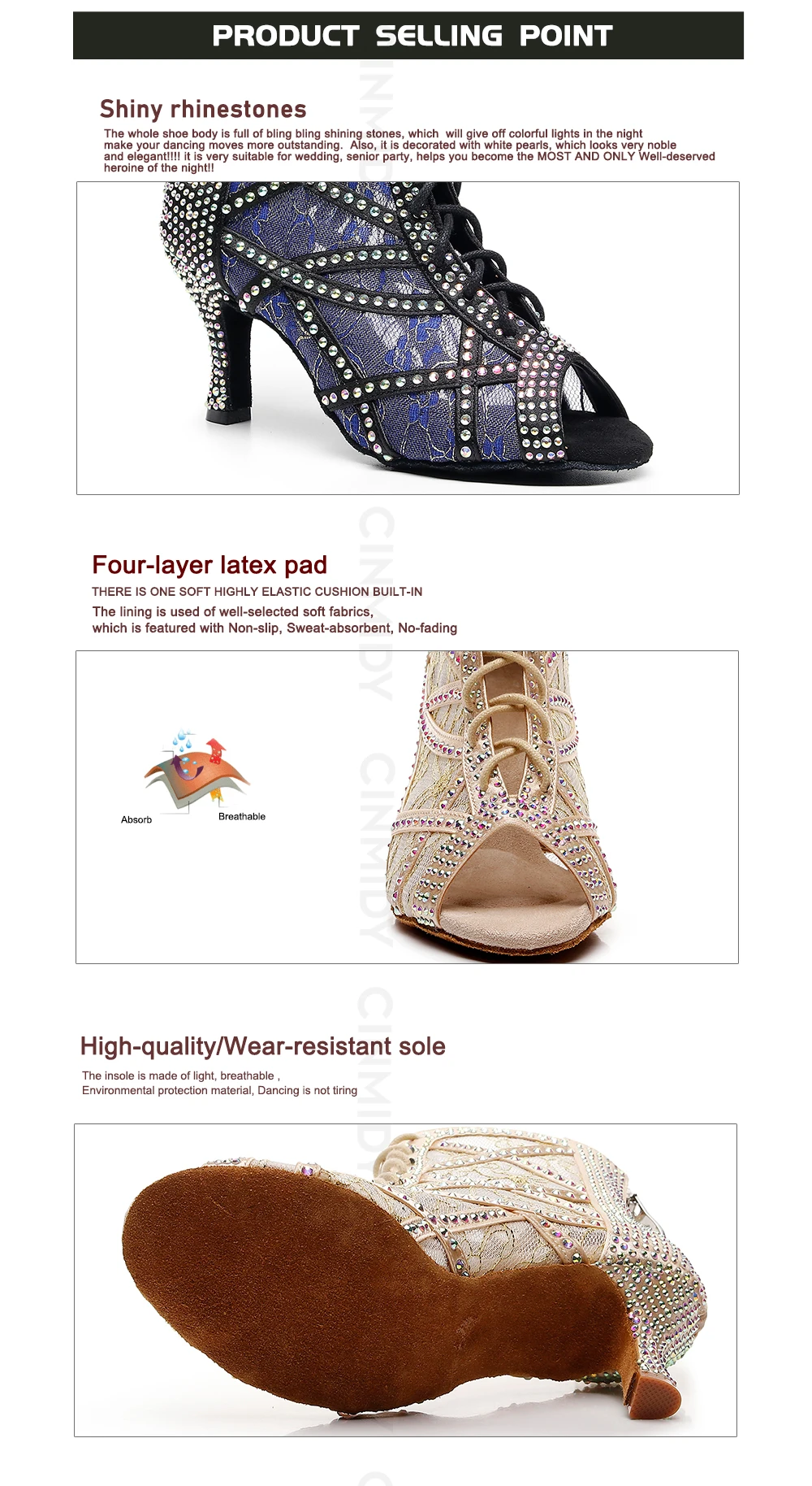 CINMIDY Neue Modische Damen High-Top Tanzstiefel Weiche Sohle Komfort Ballroom Tango Salsa Latin Tanzschuhe Indoor Party Stiefel – Detail 6