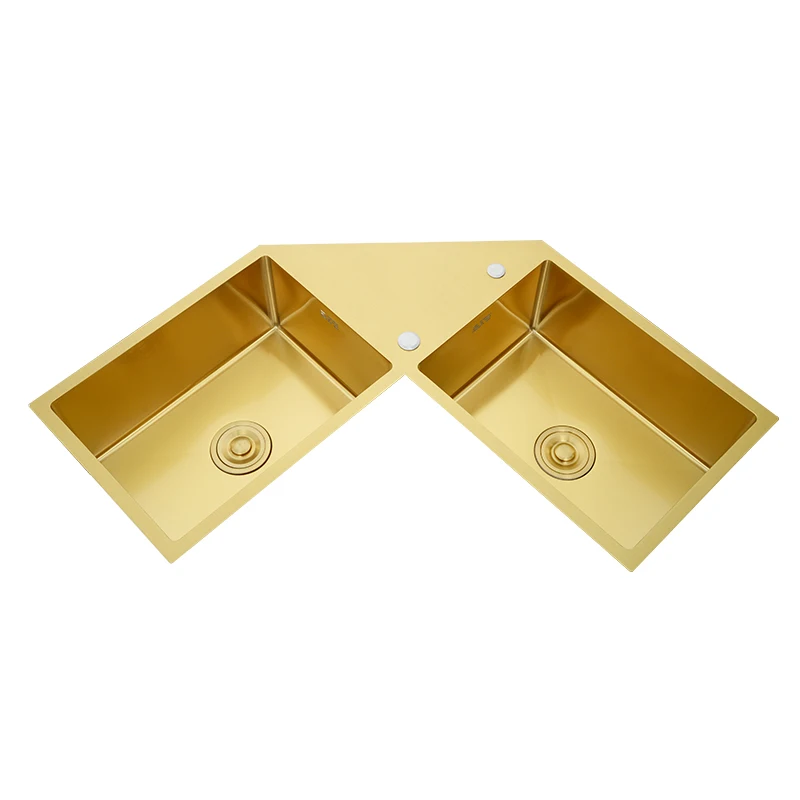 

Golden corner sink large double sink kitchen sink golden corner special-shaped hand dishwasher stainless steel