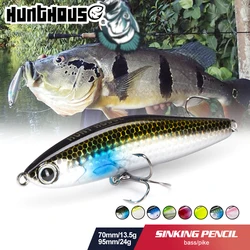 Hunthouse Sinking Pencil Fishing Lure 70mm/13.5g 95mm/24g Trolling Stickbaits Wobblers Hard Bait Saltwater For Bass Trout Fish