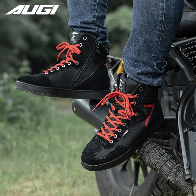 

Professional Men Motorcycle Boots Breathable Anti-fall Rider Road Racing Casual Shoes Rubber Sole Urban Motorbike Riding Shoes
