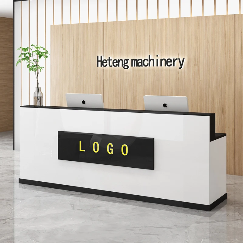 Custom Black Reception Desks Stylish Design Front Checkout Reception Desks Beauty Salon Mostrador Negocio Commercial Furniture