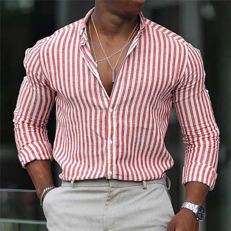 Vertical Striped Long-sleeved Shirt Casual Versatile Long-sleeved New Autumn Shirt