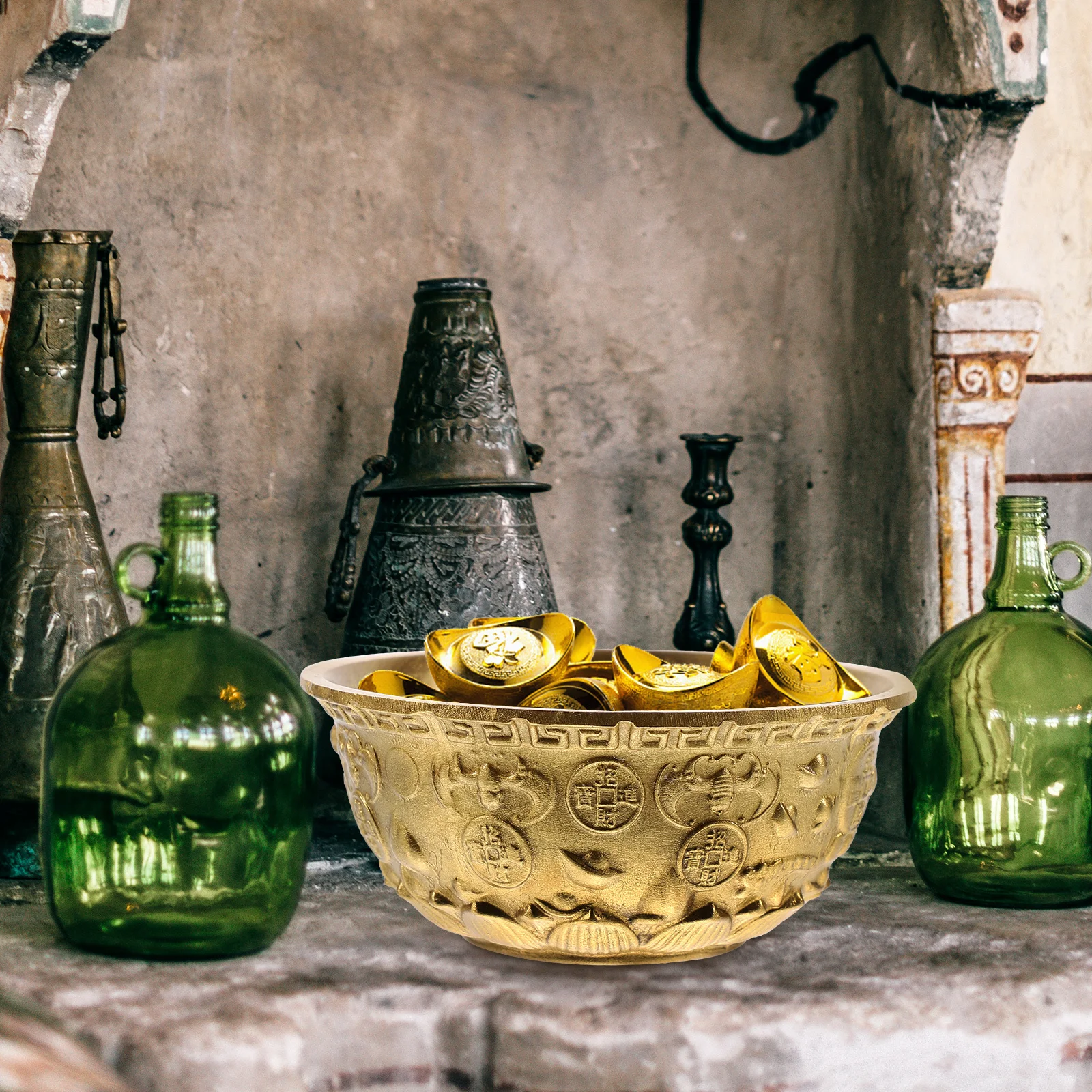 

1Pcs Brass Cornucopia Bowl Exquisite Handicrafts Desktop Ornament Gift Home Decoration Spring Festival