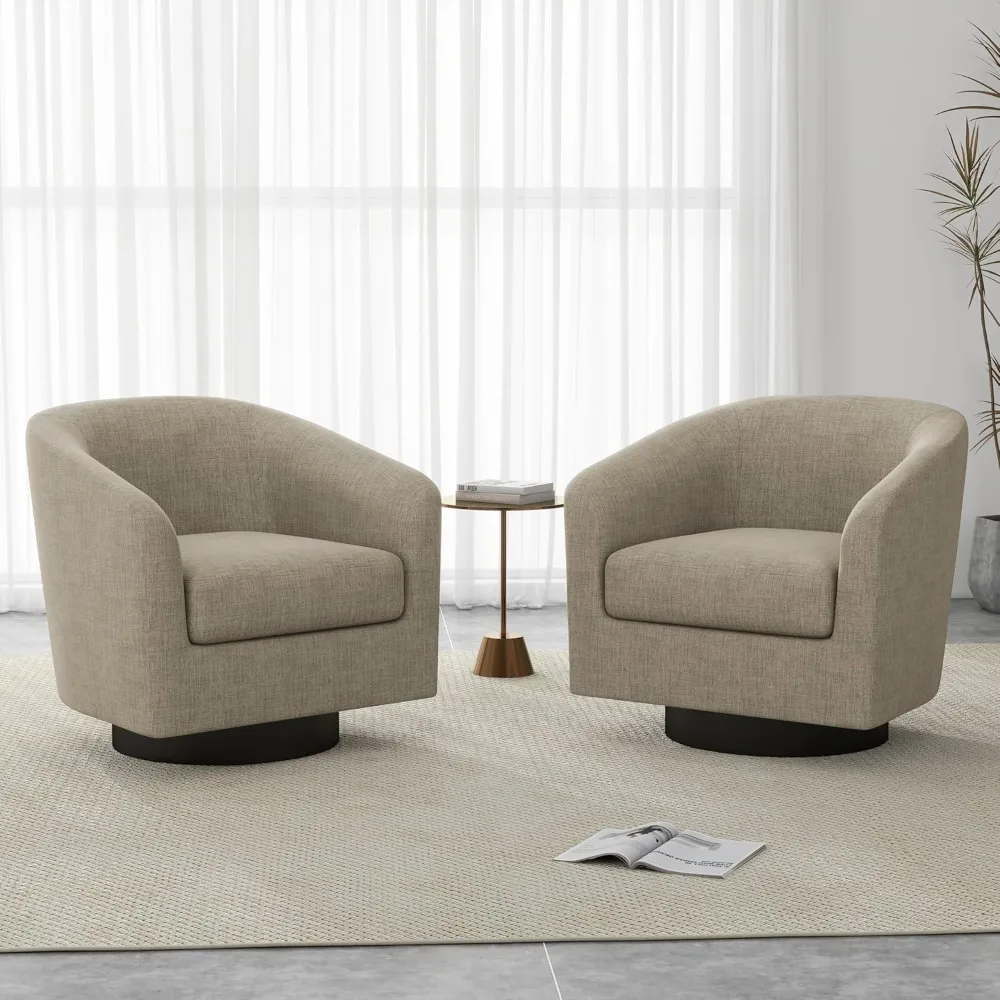 

Swivel Barrel Accent Chairs Set of 2, Modern Round Club Arm Chair Upholstered Living Room Armchair, Single Sofa Seating Bedroom