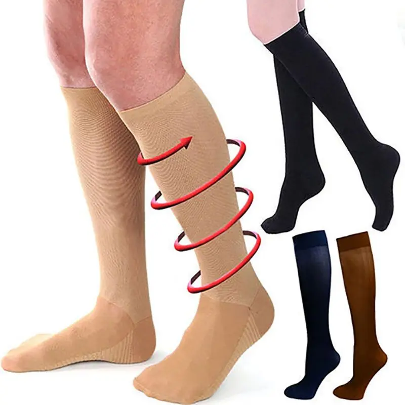 Thigh-High 29-31CM Compression Outdoors Stockings Pressure Nylon Varicose Vein Stocking Travel Leg Relief Pain Socks