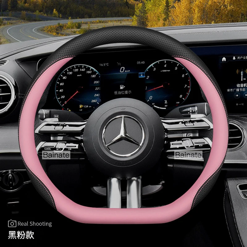 Geeignet für Mercedes-Benz Atmungsaktiver Leder-Lenkradbezug E C Klasse GLE GLC GLA GLB CLS CLA EQB EQE EQS AMG Vito GLS – Detail 8