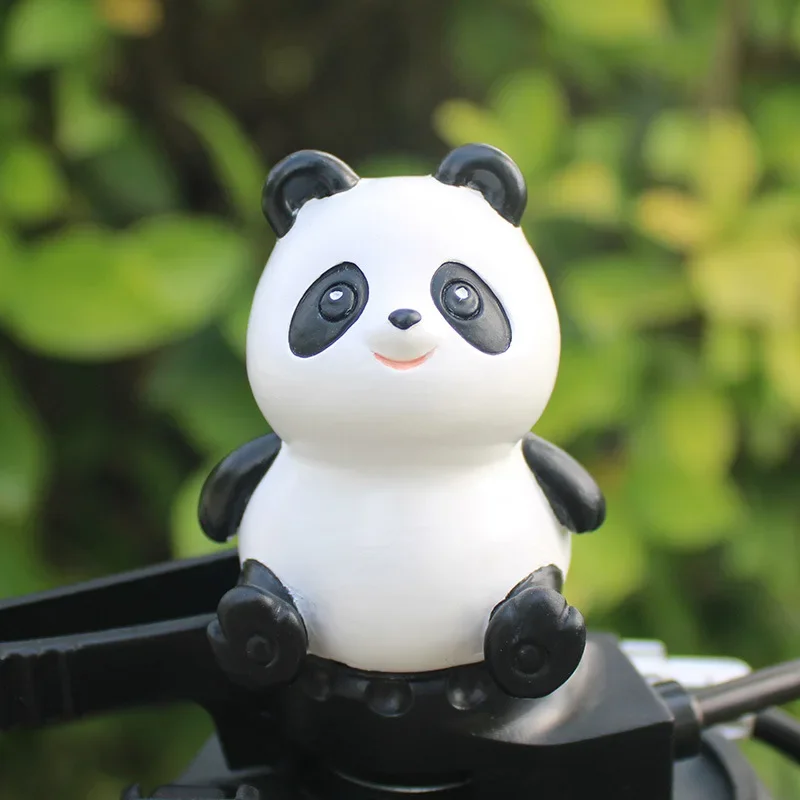 Motorcycle Handlebar Decoration Bike Electric Cute Panda Cartoon With Helmet Airscrew Ornaments Riding Equipment Accessories