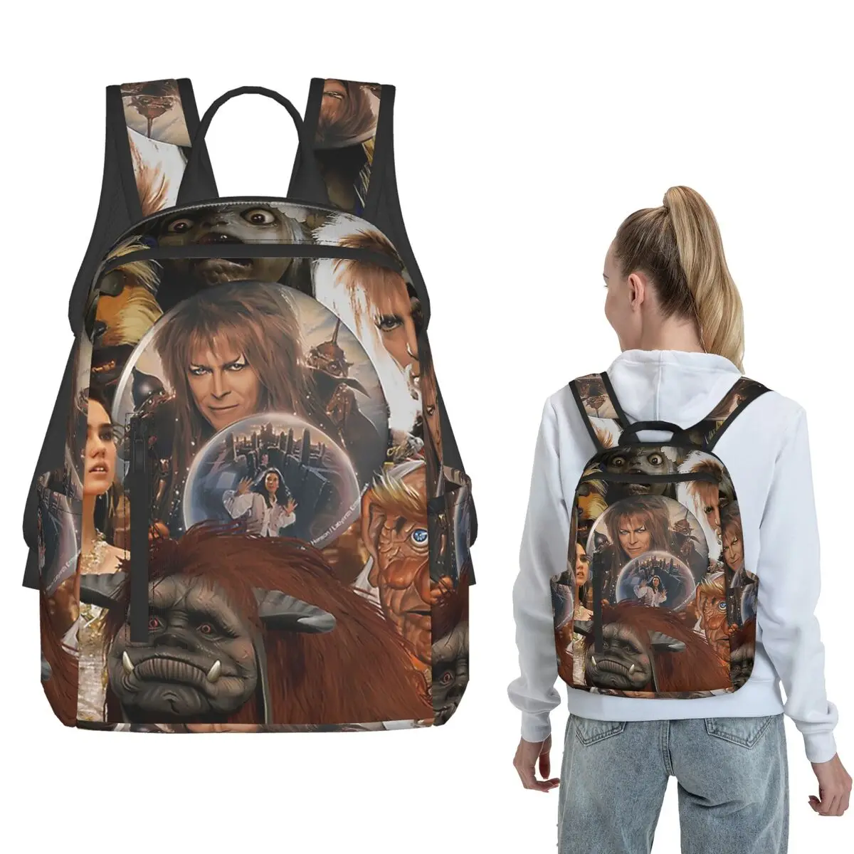 Labyrinth Funny Vintage Movie Legend Backpack Large Capacity Children BookBag School Bag Shoulder Bags for Men Women