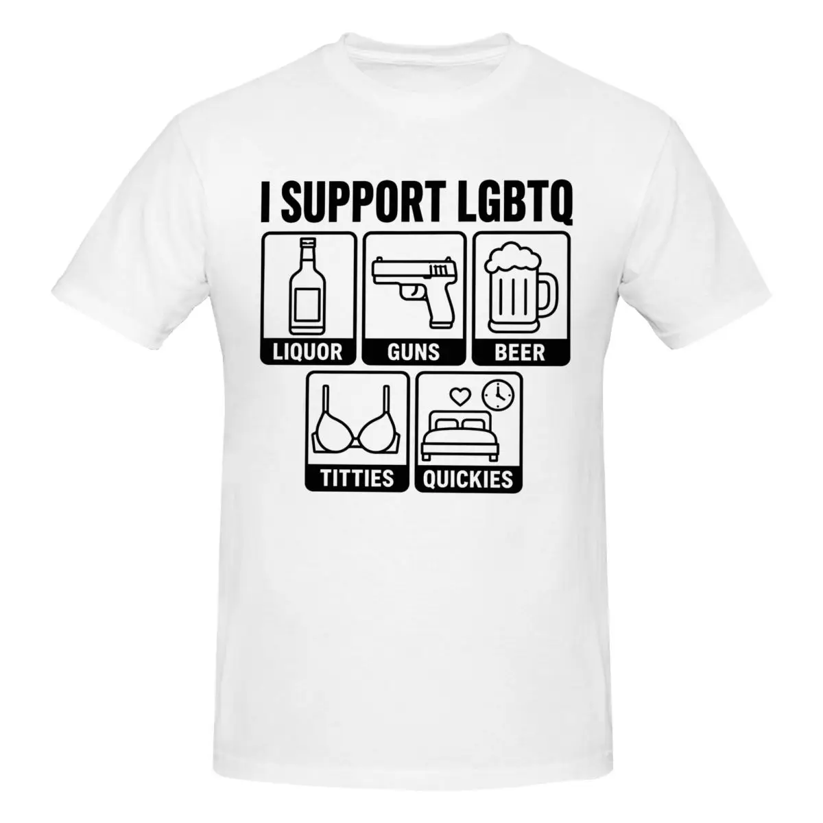 Funny I Support LGBTQ Liquor Beer Titties Quickies Trendy T Shirts Graphic Y2K Summer Customized T Shirts For Men Women Clothing