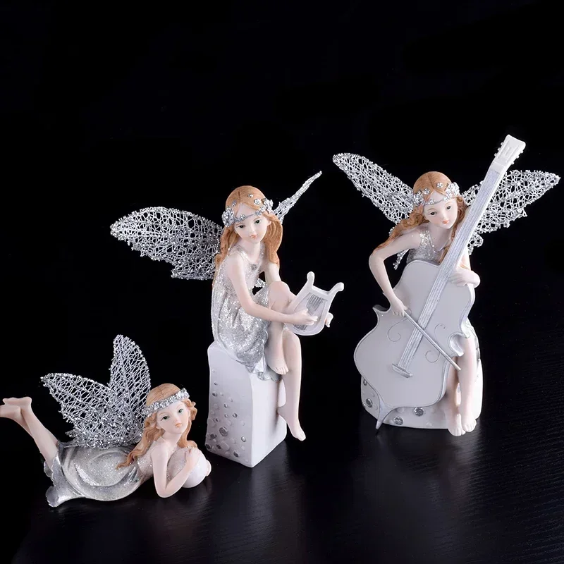 Nordic violin angel flower fairy sculpture creativity living room bedroom home decoration accessories Crafts Girl Birthday Gift