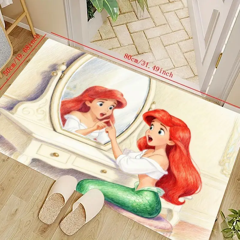 

1 шт. коврик для пола с рисунком принцессы Русалки Ариэль для детской комнаты, гостиной и украшения входа, мягкий коврик для игровой комнаты и