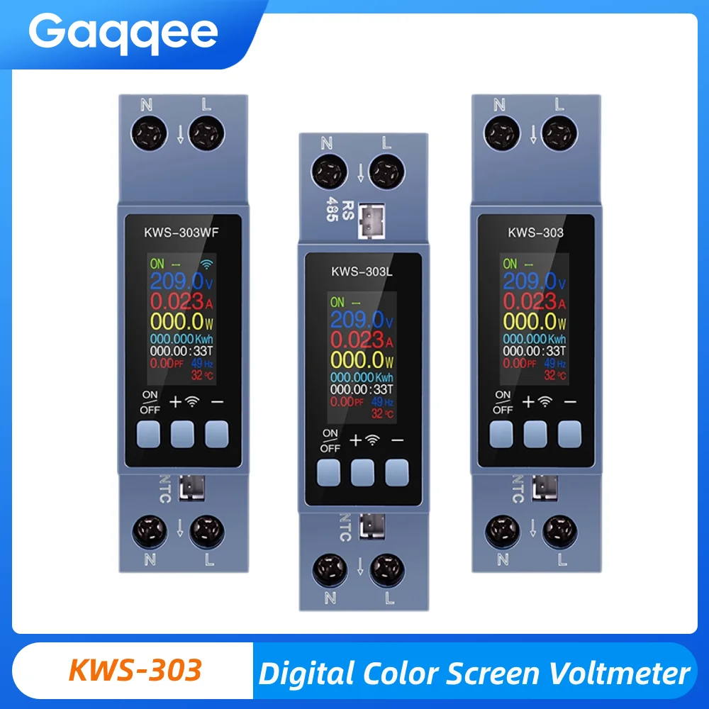 

KWS-303 2-фазный цифровой вольтметр Tuya, тестер напряжения, счетчик энергии с цветным TFT-экраном, вольтметр мощности переменного тока 220 В 110 В 0-40 А