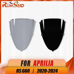 รถจักรยานยนต์ Double Bubble ด้านหน้ากระจกหน้ารถ Deflector ลมสําหรับ Aprilia RS660 RS 660 2020-2024 2022 Street PC พลาสติก